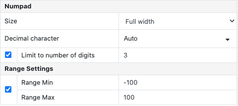 Numpad point web properties