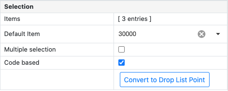 Selection point web properties